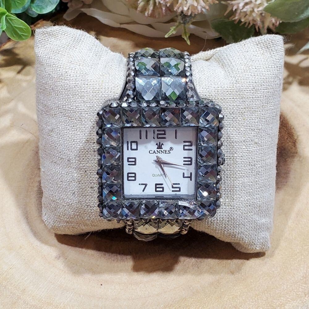 𝅺Cannes‎ jewled Bling Rhinestone bracelet watch